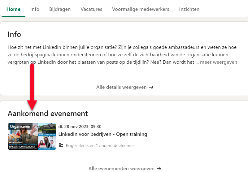 Waar vind je evenementen terug op LinkedIn?