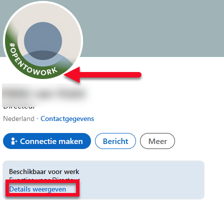 Mensen met open to work privebericht sturen